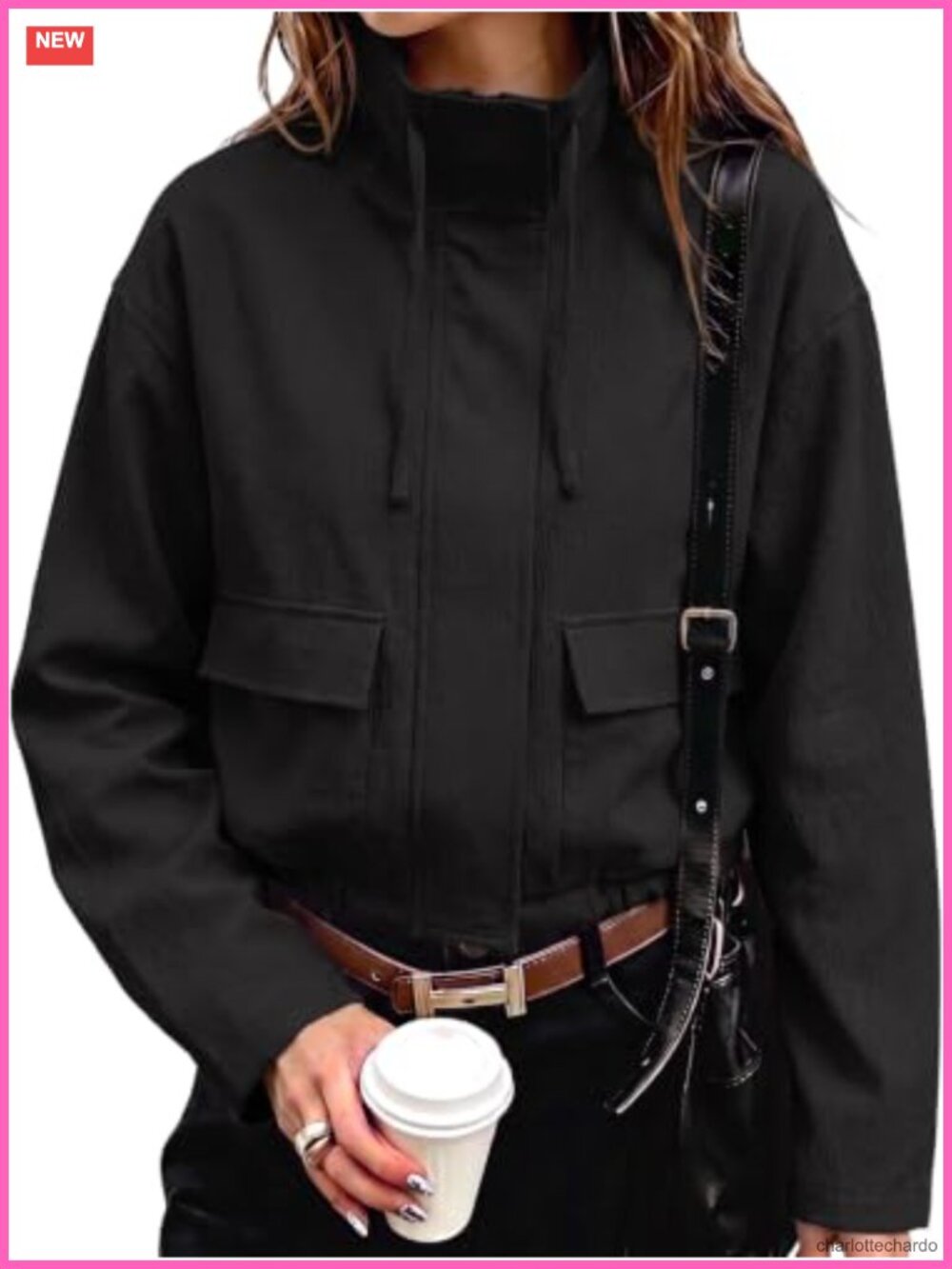 Womens Cropped Safari Jacket Lightweight Fall Coat With Pockets